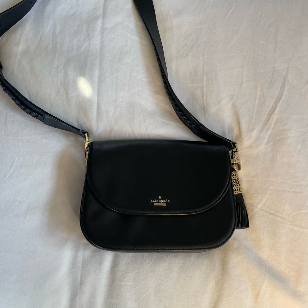Kate Spade Ridley Street Skye  Black Satin Leather Bag with Gold Accents - Tags - Picture 3 of 6